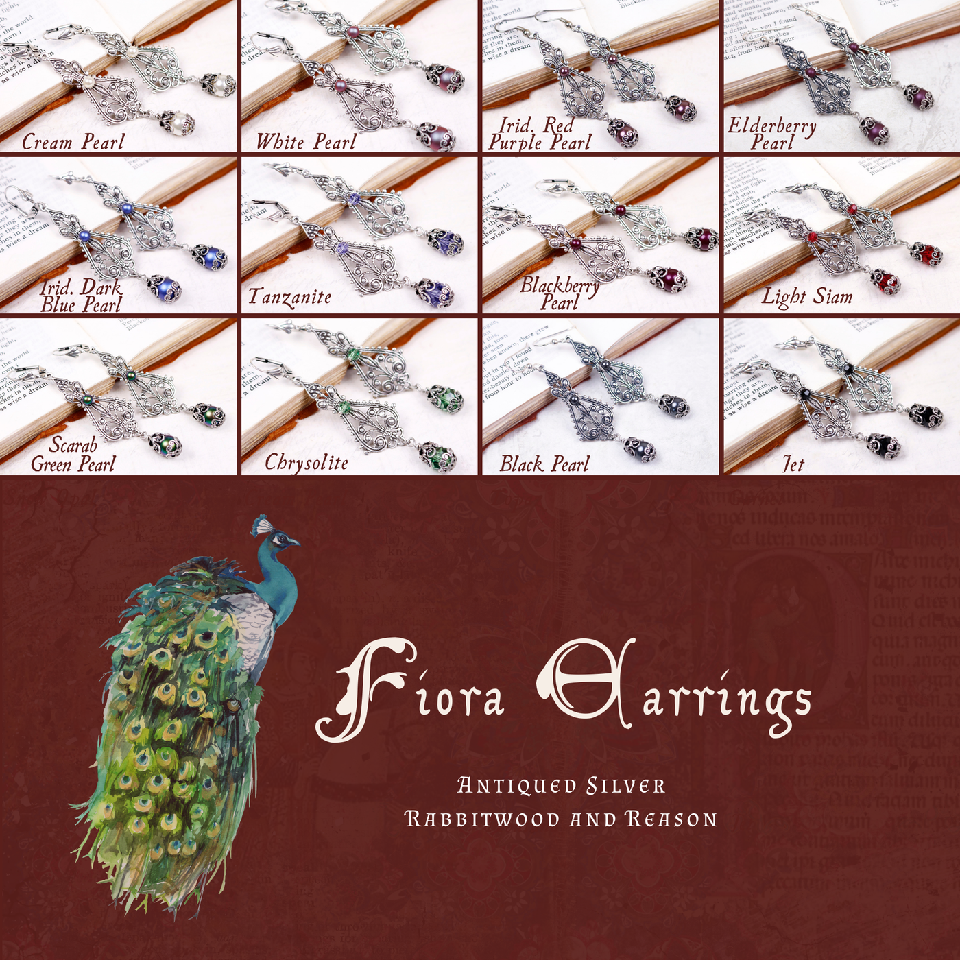 Group Pic: Fiora Earrings in Antiqued Silver by Rabbitwood and Reason