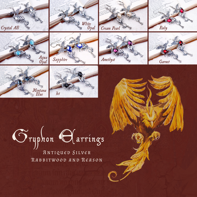 Group Pic: Gryphon Earrings in Antiqued Silver by Rabbitwood and Reason