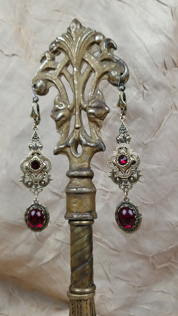 Video - Avalon Earrings in Garnet and Antiqued Brass by Rabbitwood & Reason.