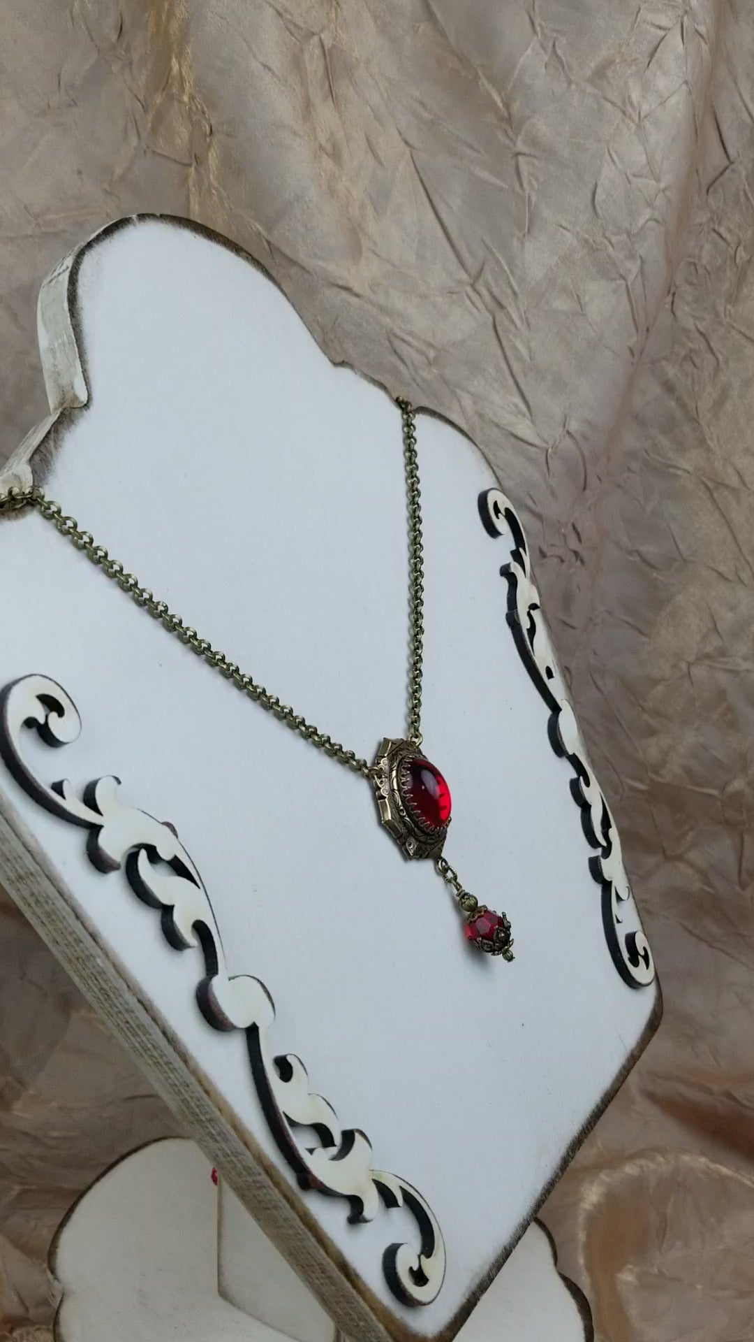 Video: Medieval Pendant Necklace in Ruby and Antiqued Brass by Rabbitwood and Reason