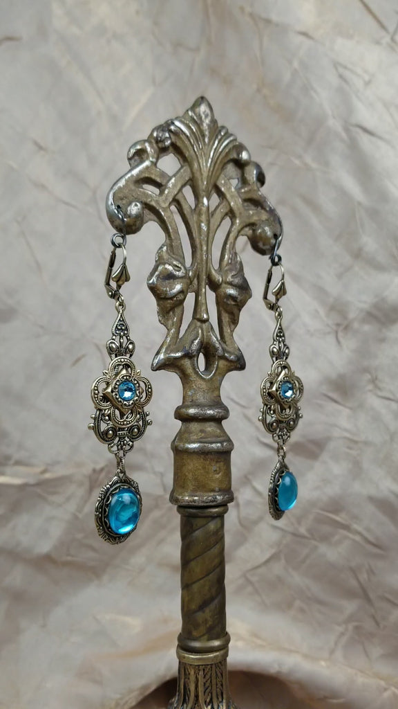 Video - Avalon Earrings in Aqua and Antiqued Brass by Rabbitwood & Reason.