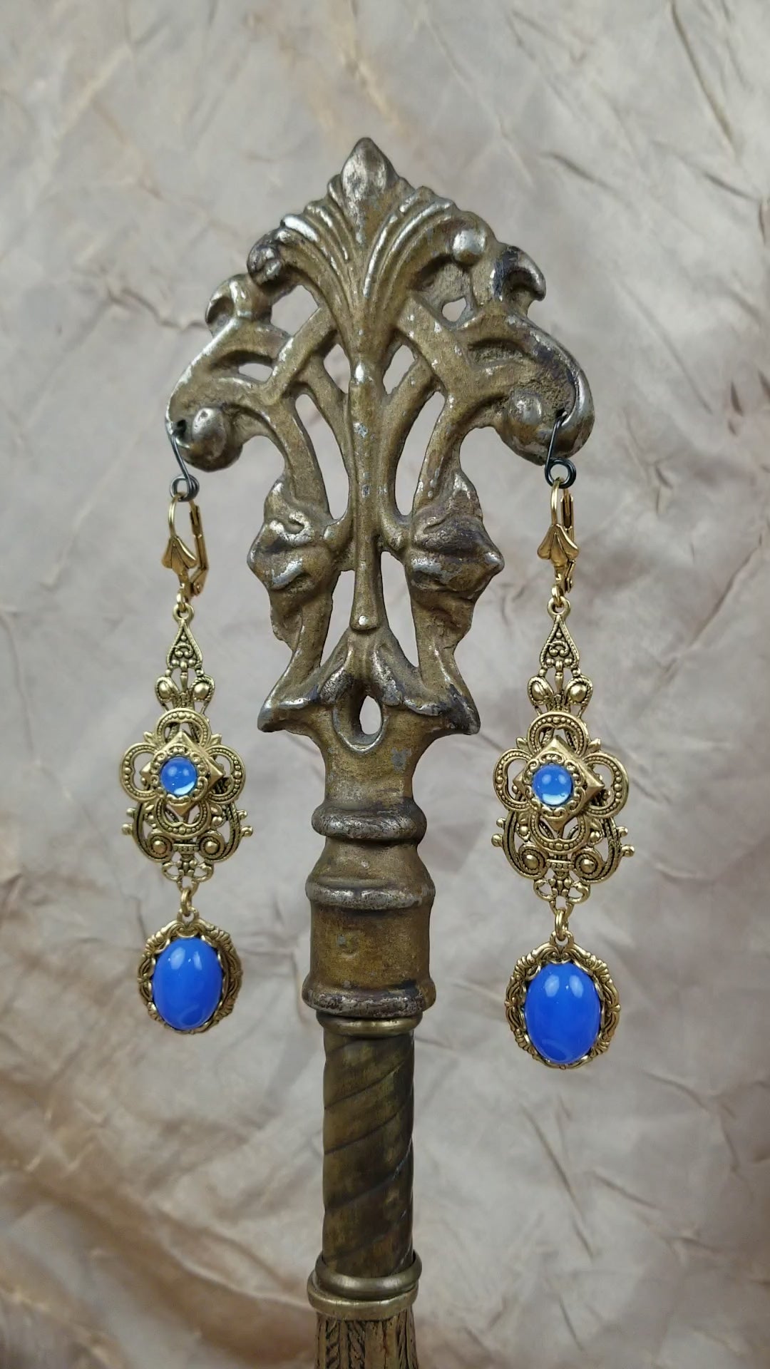 Video - Avalon Earrings in Larkspur Opal and Antiqued Gold by Rabbitwood and Reason