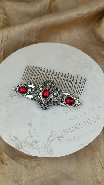 Video: Avebury Comb in Garnet and Antiqued Silver by Rabbitwood and Reason
