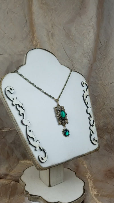 Video: Gothic Cathedral Necklace in Emerald and Antiqued Brass by Rabbitwood and Reason