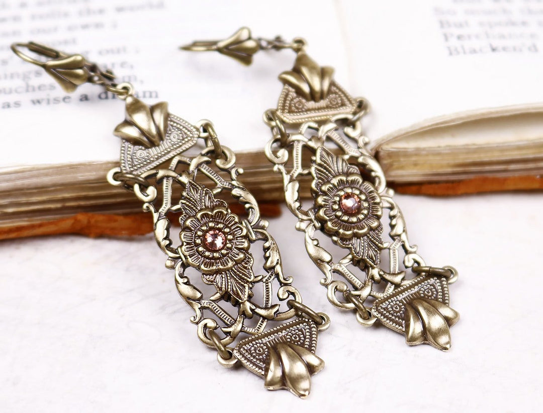 Fontaine Earrings - Antiqued Brass