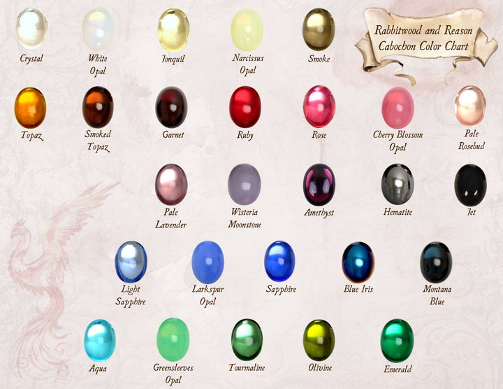 Rabbitwood and Reason Cabochon Color Chart